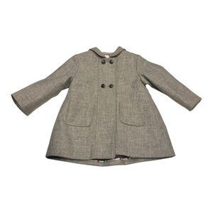 Baby Girl Size 24 mo Neutral Wool-Blend A-Line Coat Fleece Lined in Light Gray